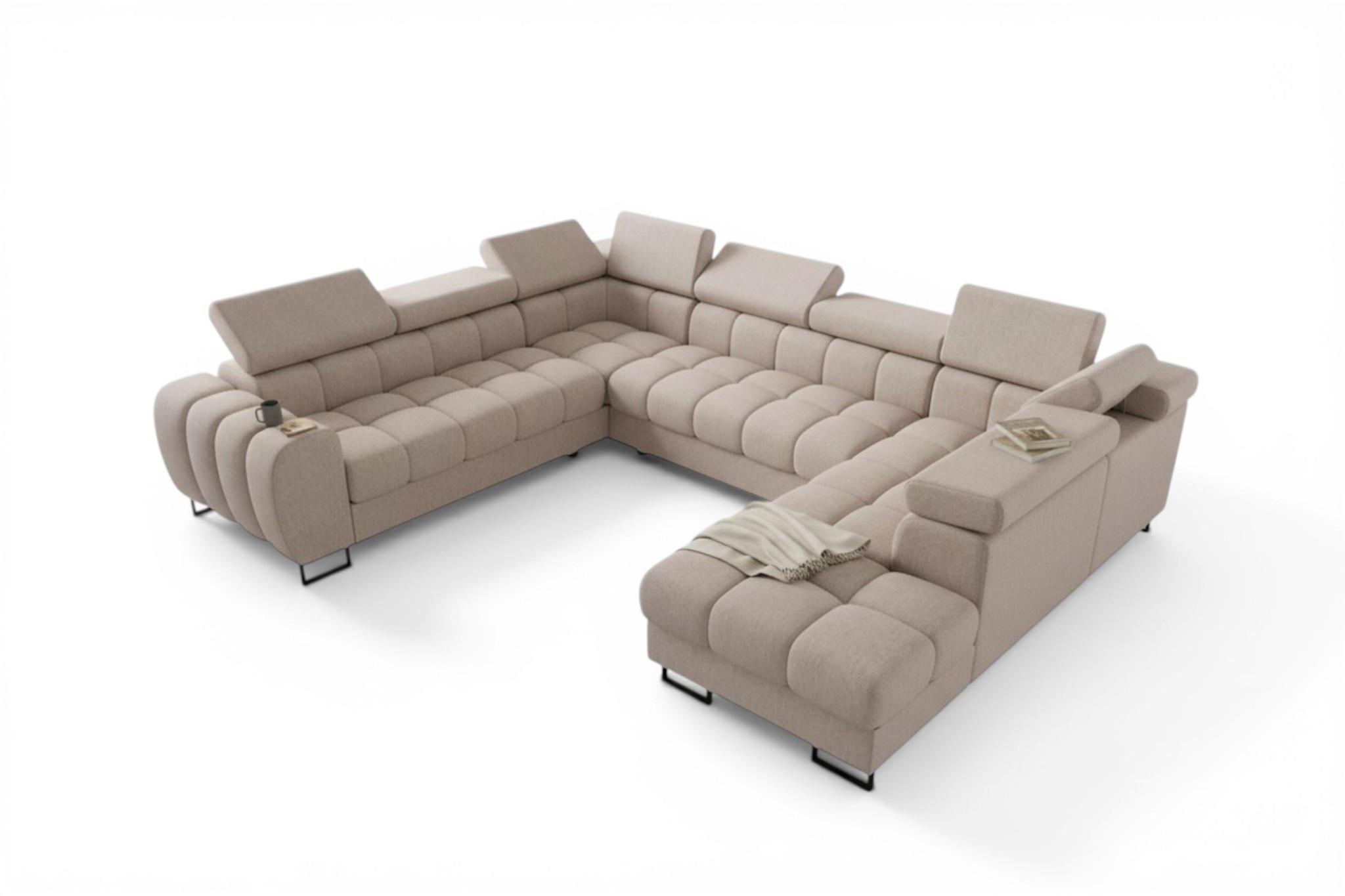 WOHNLANDSCHAFT Bastien Xl - Creme, Holzwerkstoff/Textil (350/95/265cm) - Fun Möbel