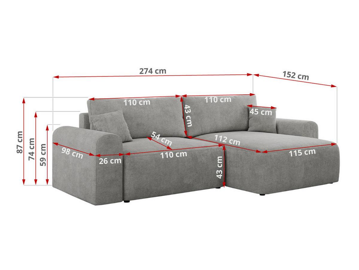 ECKSOFA NELSON Hellgrau Struktur - Hellgrau/Schwarz, Kunststoff/Textil (274/152cm) - MKS
