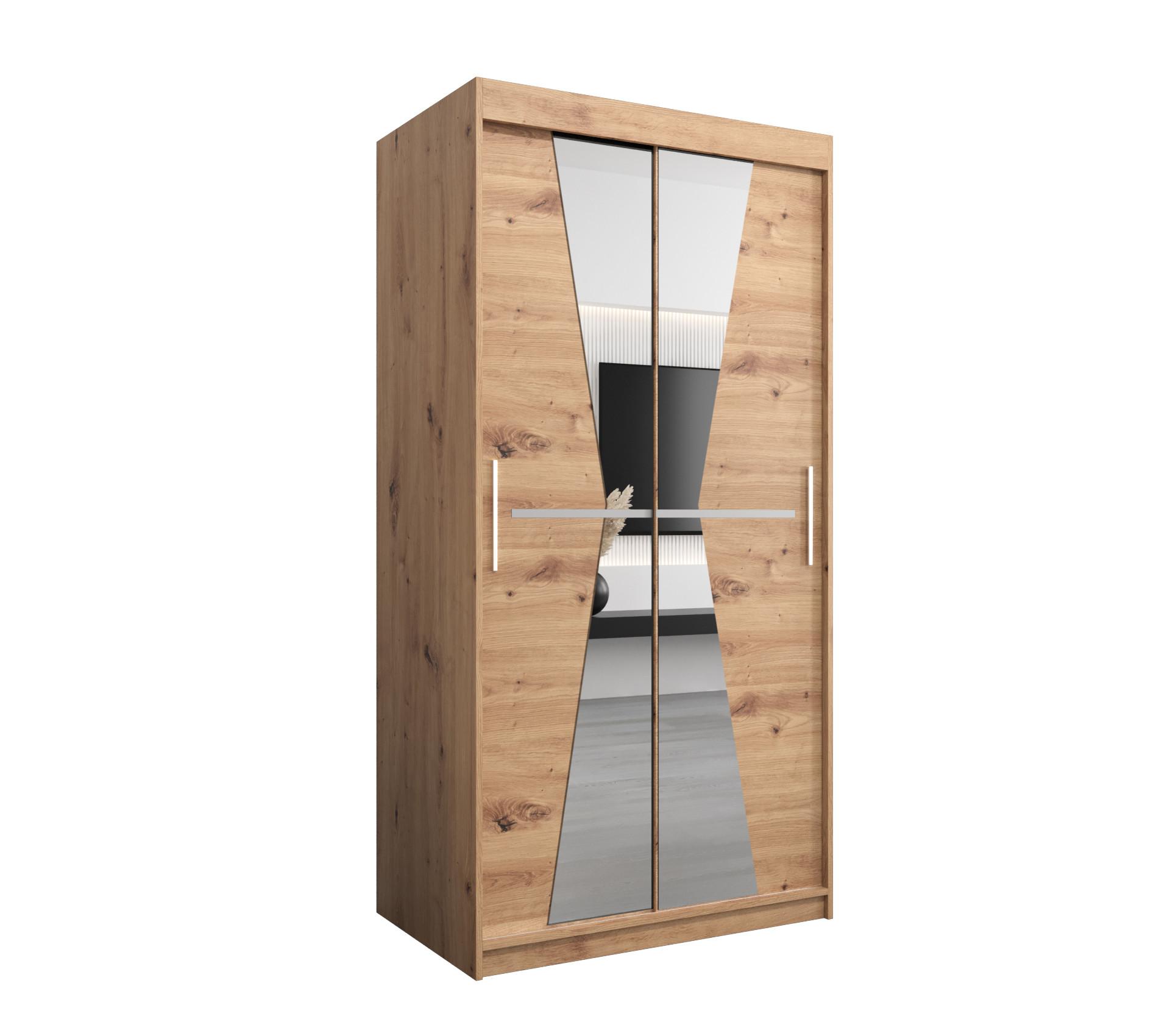SCHWEBETÜRENSCHRANK 200/100/62 2-türig - Silberfarben/Eiche Artisan, Holz/Kunststoff (100/200/62cm) - MÖBEL KRYSPOL