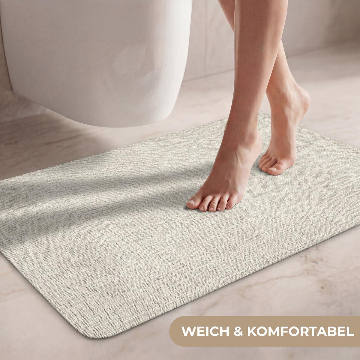 WC-VORLEGER Leinen - Textur - Beige Toilettenteppich 80x50 cm - Beige, Textil (80/1cm) - OnlyWow