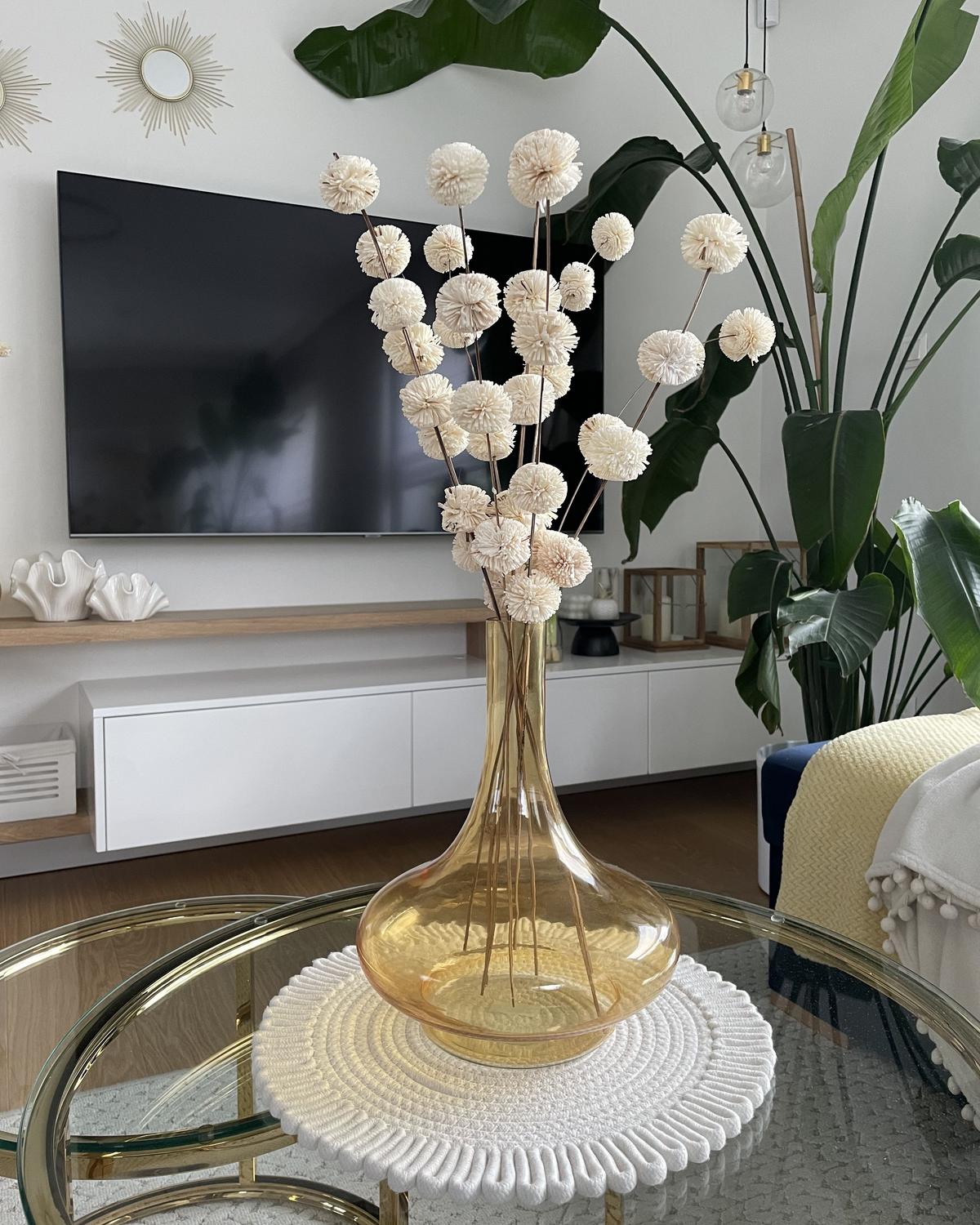 DEKOVASE Glas gelb Paneer - Goldfarben, Glas (30cm) - Beliani