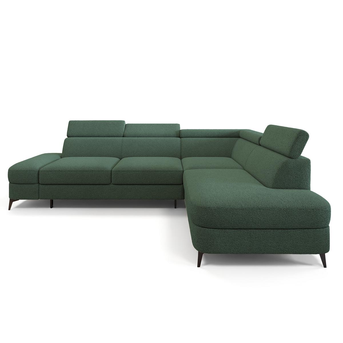 ECKSOFA AVISE Q R-S Grün Boucle-Stoff mit Schlaffunktion - Grün, Holzwerkstoff/Textil (268/195cm) - MASSENO