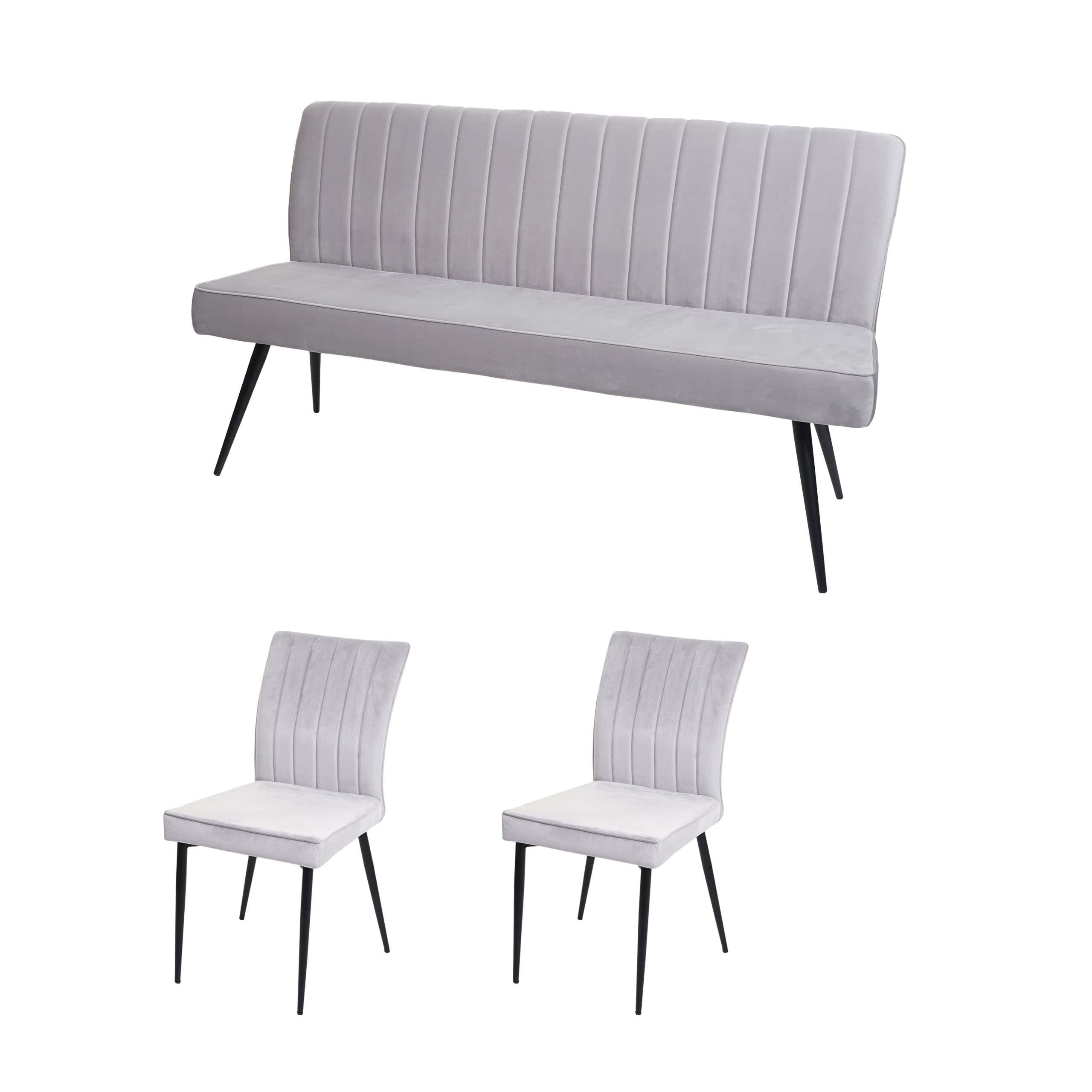 ESSZIMMER-SET Hellgrau 3er-Set - Hellgrau, Textil (160/90/64cm) - MCW