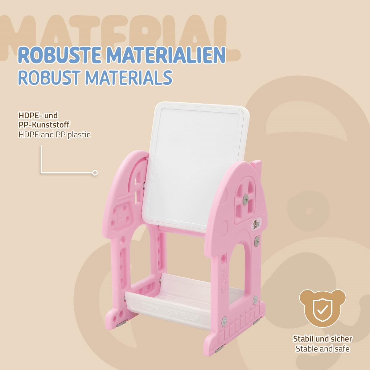 KINDERSPIELTISCH 2in1 mit Hocker Rosa-Weiß - Pink, Kunststoff (39/71/37.5cm) - Joyz