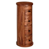 KOMMODE – Massivholz, 35x85x35 cm, 4 Schubladen, schmal - Braun, Holz (35/85/35cm) - KADIMA DESIGN