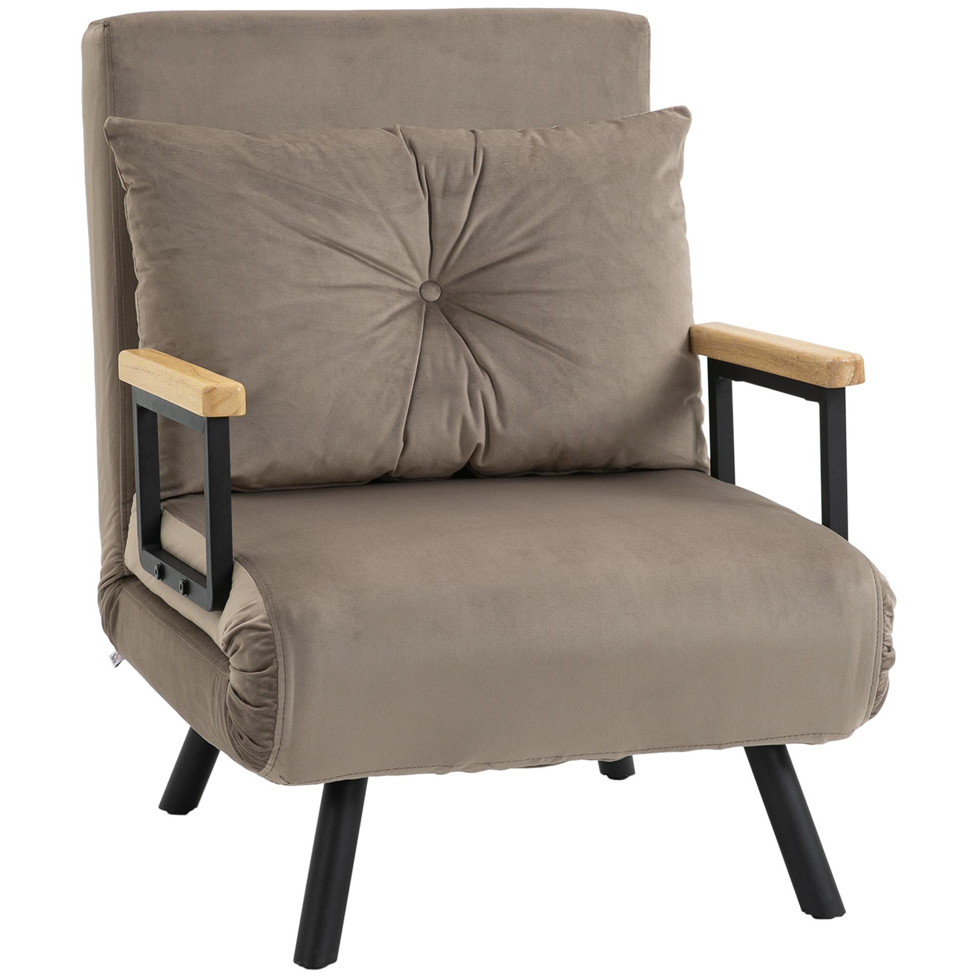 SCHLAFSESSEL - Hellbraun/Schwarz, Holz/Textil (73/81/63cm) - HOMCOM