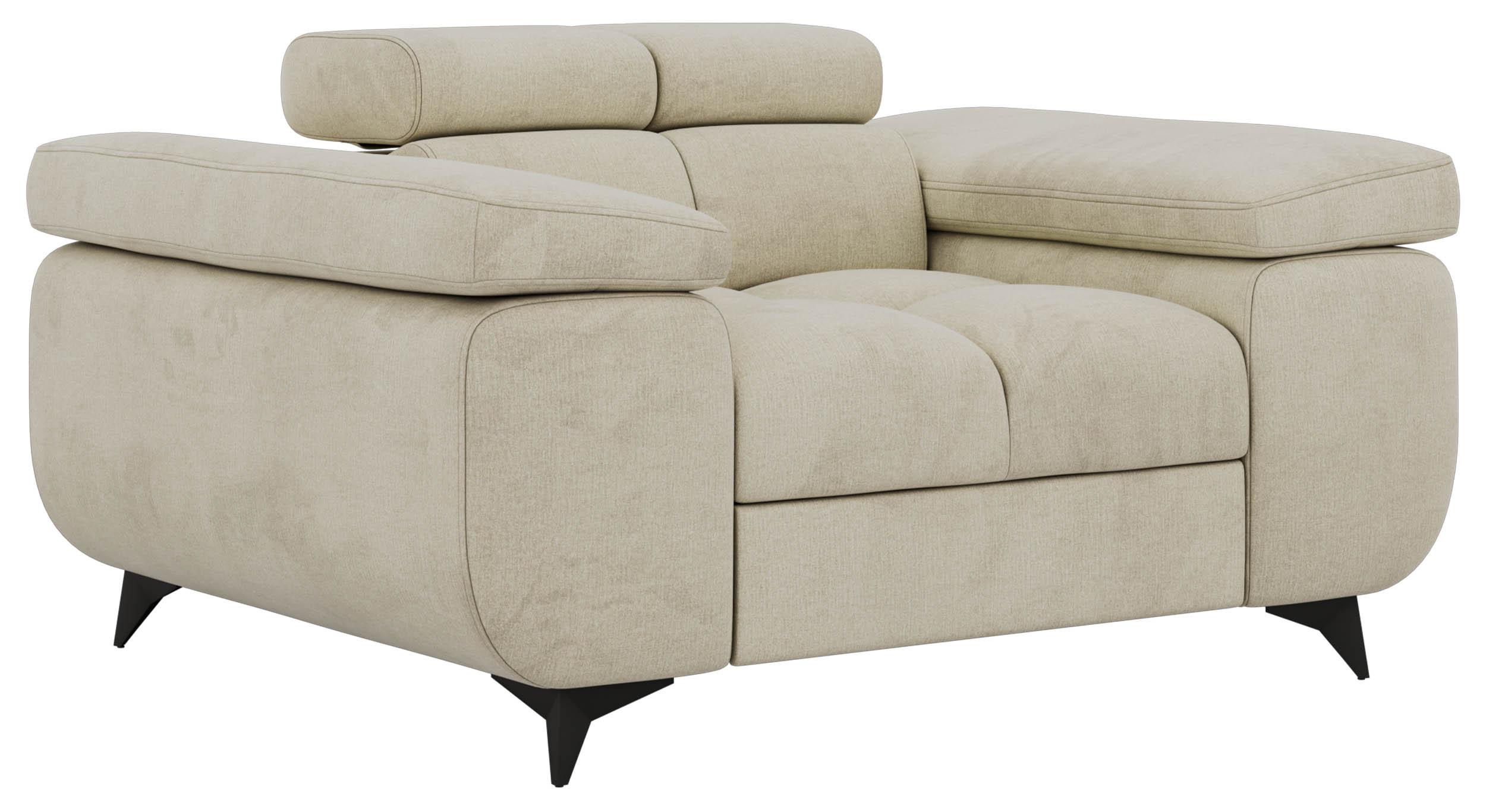 SESSEL NIDELLO - Beige Velvet - Beige/Schwarz, Textil/Metall (130/70/97cm) - MKS