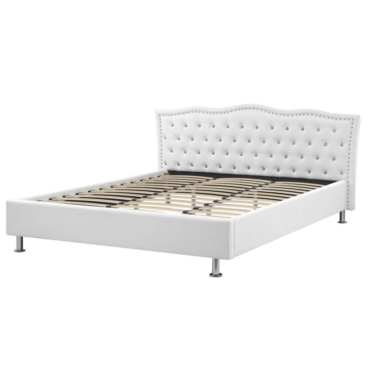 BETT 180/200cm Weiß Metz - Weiß, Textil (180/200cm) - Beliani