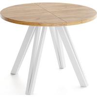 ESSTISCH Ravero runder ausziehbarer, Eiche Braun 100-140/100/77 cm - Eiche Wotan/Weiß, Holz/Holzwerkstoff (100/140/76.5cm) - WFL GROUP