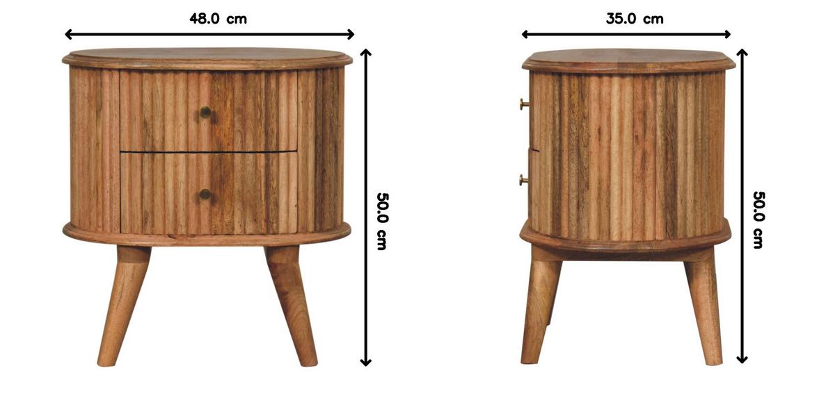 NACHTTISCH Soba mit 2 Schubladen, Nordische Beine, Beige - Beige/Messingfarben, Mangoholz/Holz (48/50/35cm) - Artisan Furniture