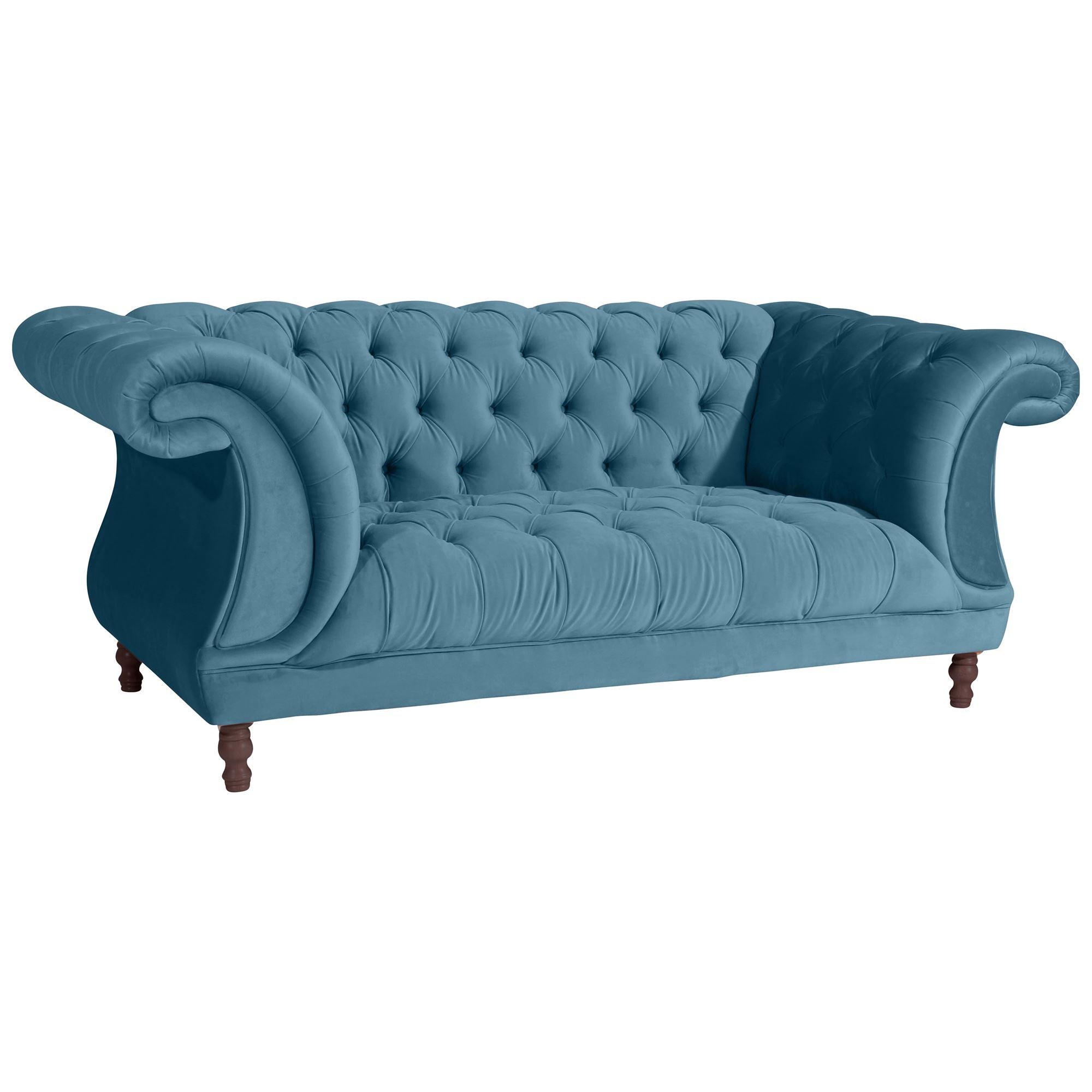 CHESTERFIELD Sofa 2-Sitzer Kaylin Samtvelours petrol - Petrol, Kunststoff (200/80/100cm) - 58aufmkessel