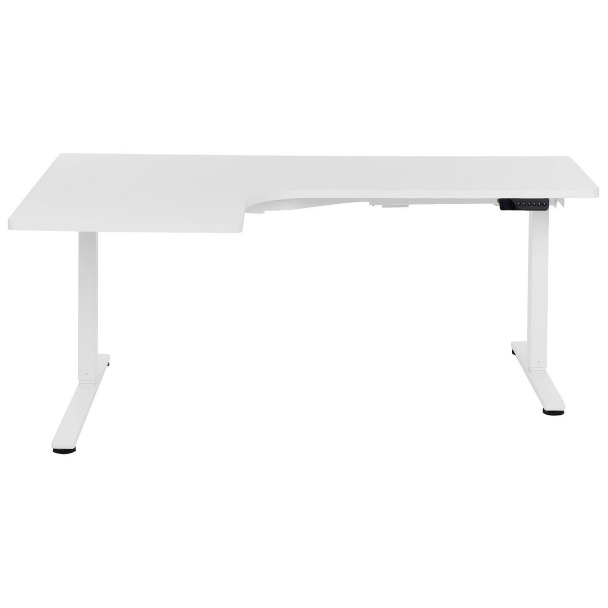 ECKSCHREIBTISCH elektrisch höhenverstellbar 160/109 cm Weiß linksseitig Destines - Weiß, Holzwerkstoff/Metall (109/160/60cm) - Beliani