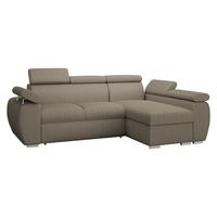 ECKSOFA Boston Mini Premium Cord 2RLC Seite: Rechts 2R+LC - Chromfarben/Naturfarben, Holz/Textil (255/170cm) - MIRJAN24