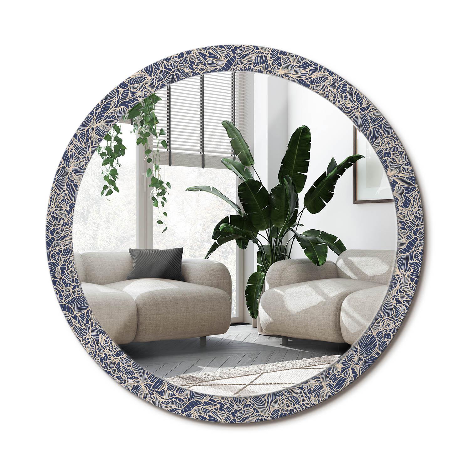 SPIEGEL Rund Ø 100 cm mit Aufdruck - Dunkelblau, Glas (100/100/0.4cm) - Wallfluent
