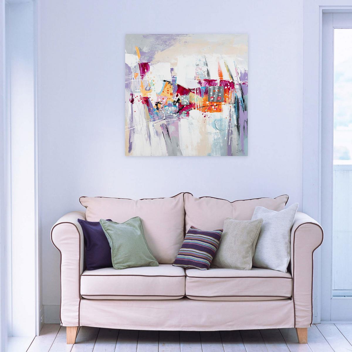 ÖLGEMÄLDE 80/80 cm - Pink/Lila, Holz/Textil (80/80cm) - KUNSTLOFT