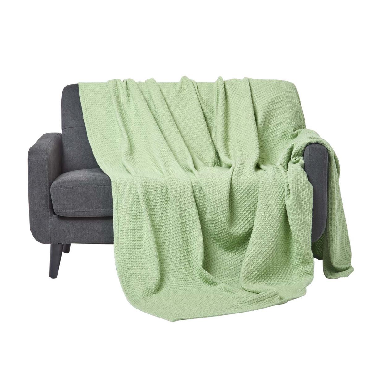 BIO-WOHNDECKE Waffelpiqué 230/280 cm - Grün, Textil (280/230cm) - Homescapes