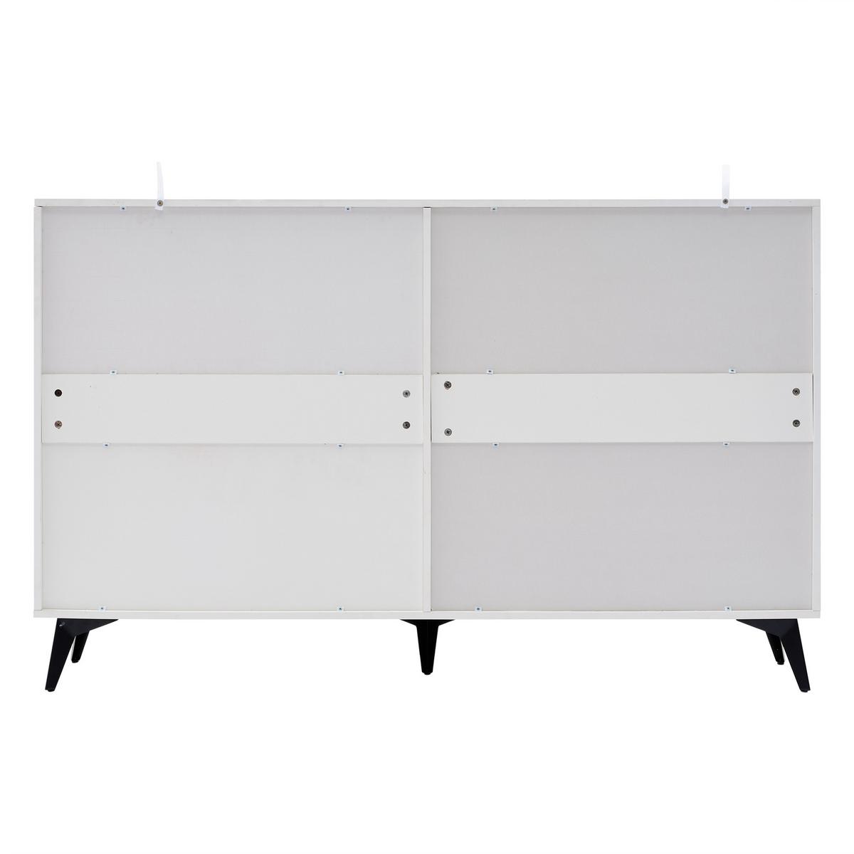 SIDEBOARD weiß & 3d-rillen-design mit 4 türen - Weiß, Holzwerkstoff (160/100/35cm) - Urban Meuble