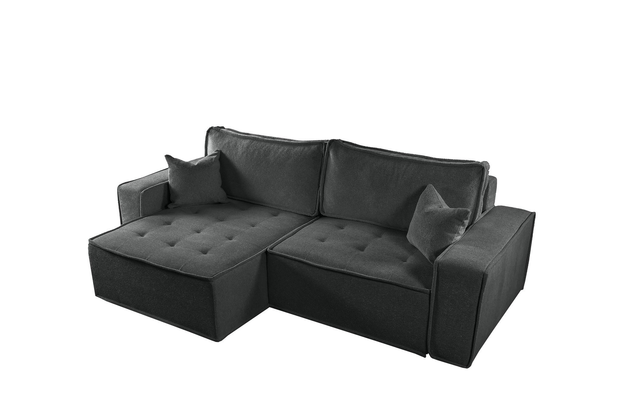 ECKSOFA Schlafsofa Flosi In Raven - Anthrazit, Holzwerkstoff/Textil (248/140cm) - Fun Möbel
