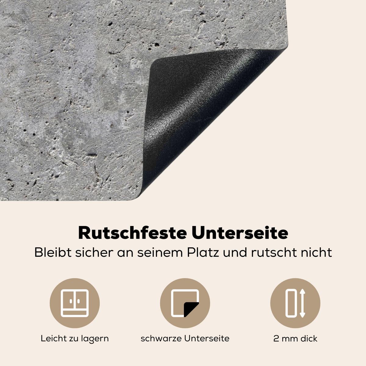 HERDABDECKPLATTE Beton - Schiefer - Grau - Struktur aus Beton Induktionsmatte 83x51 cm - Hellgrau, Kunststoff (83/51.5/0.2cm) - MuchoWow