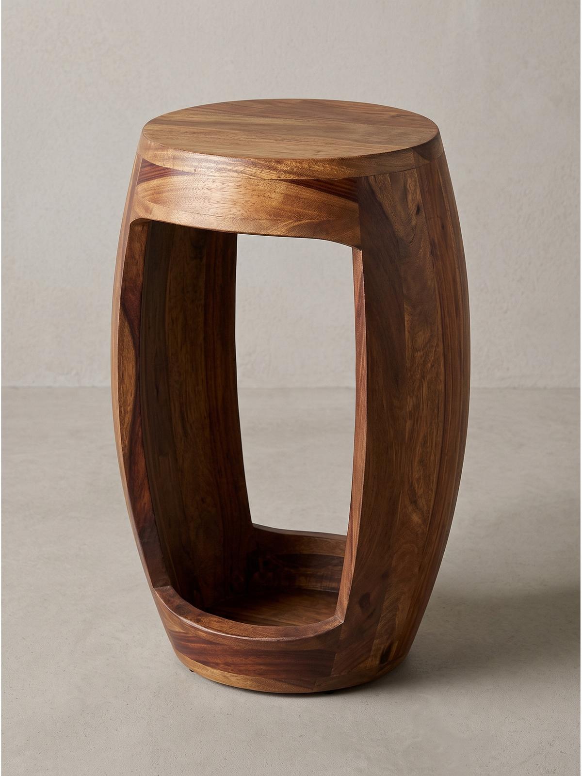 BEISTELLTISCH ANTEQUERA, Dunkles Massivholz, Ø 30 x 45 cm - Braun, Holz (30/30/45cm) - KADIMA DESIGN