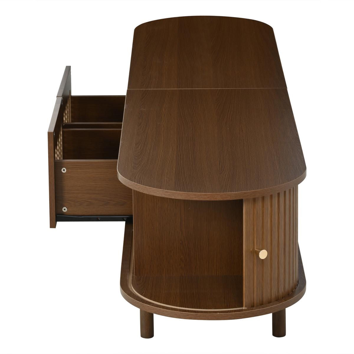 TV LOWBOARD walnuss rattan oval 180cm retro - Walnussfarben, Holzwerkstoff (180/40/40cm) - Urban Meuble