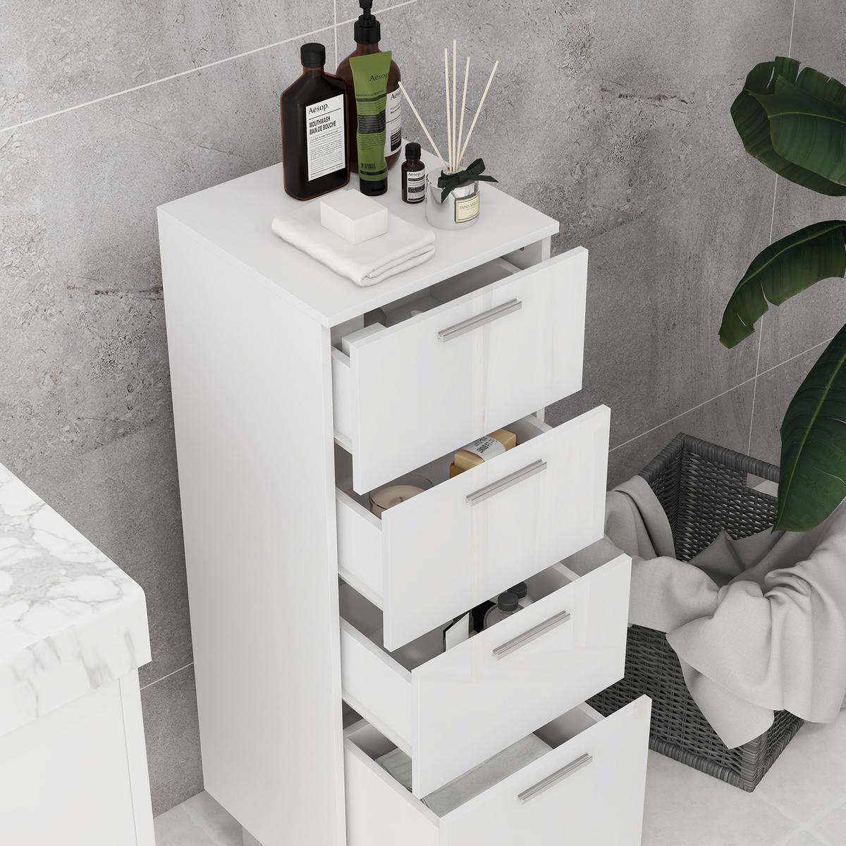 BADEZIMMERSCHRANK Spanplatte Weiß - Weiß, Holzwerkstoff (30/93/30cm) - Kleankin