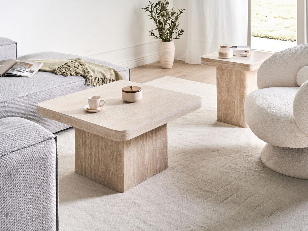 COUCHTISCH Beige Duson - Beige, Holzwerkstoff (80/80/44cm) - Beliani