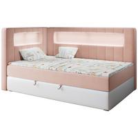 BOXSPRINGBETT JUNIOR GOLD 3 90/200 Rosa/Weiß - linke Seite - Rosa/Weiß, Holz/Textil (90/200cm) - MKS