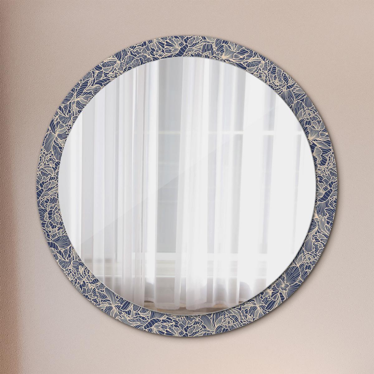 SPIEGEL Rund Ø 100 cm mit Aufdruck - Dunkelblau, Glas (100/100/0.4cm) - Wallfluent