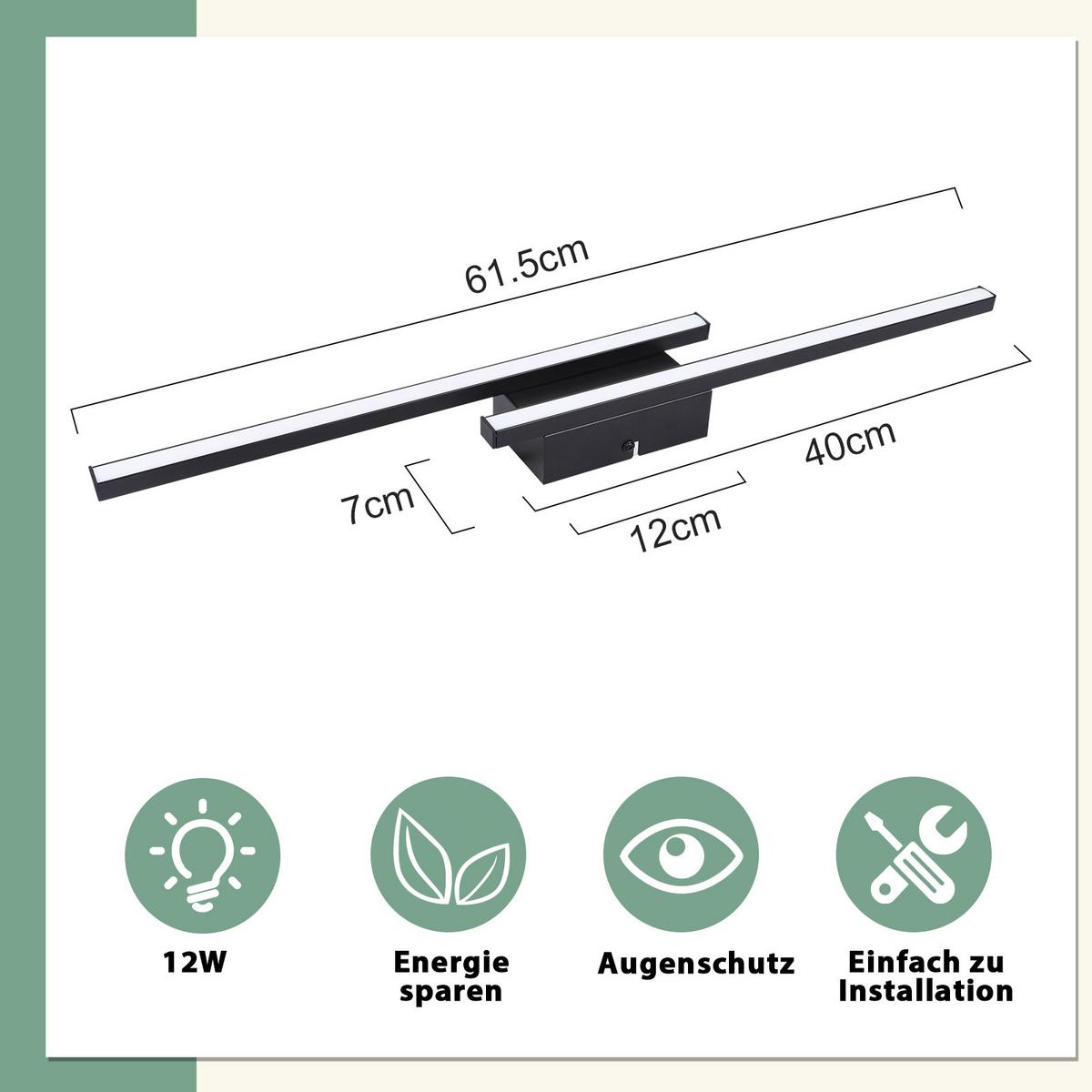 LED DECKENLEUCHTE Orythos 61.5/7/4.8 cm - Schwarz, Kunststoff/Metall (61.5/7/4.8cm) - ZMH