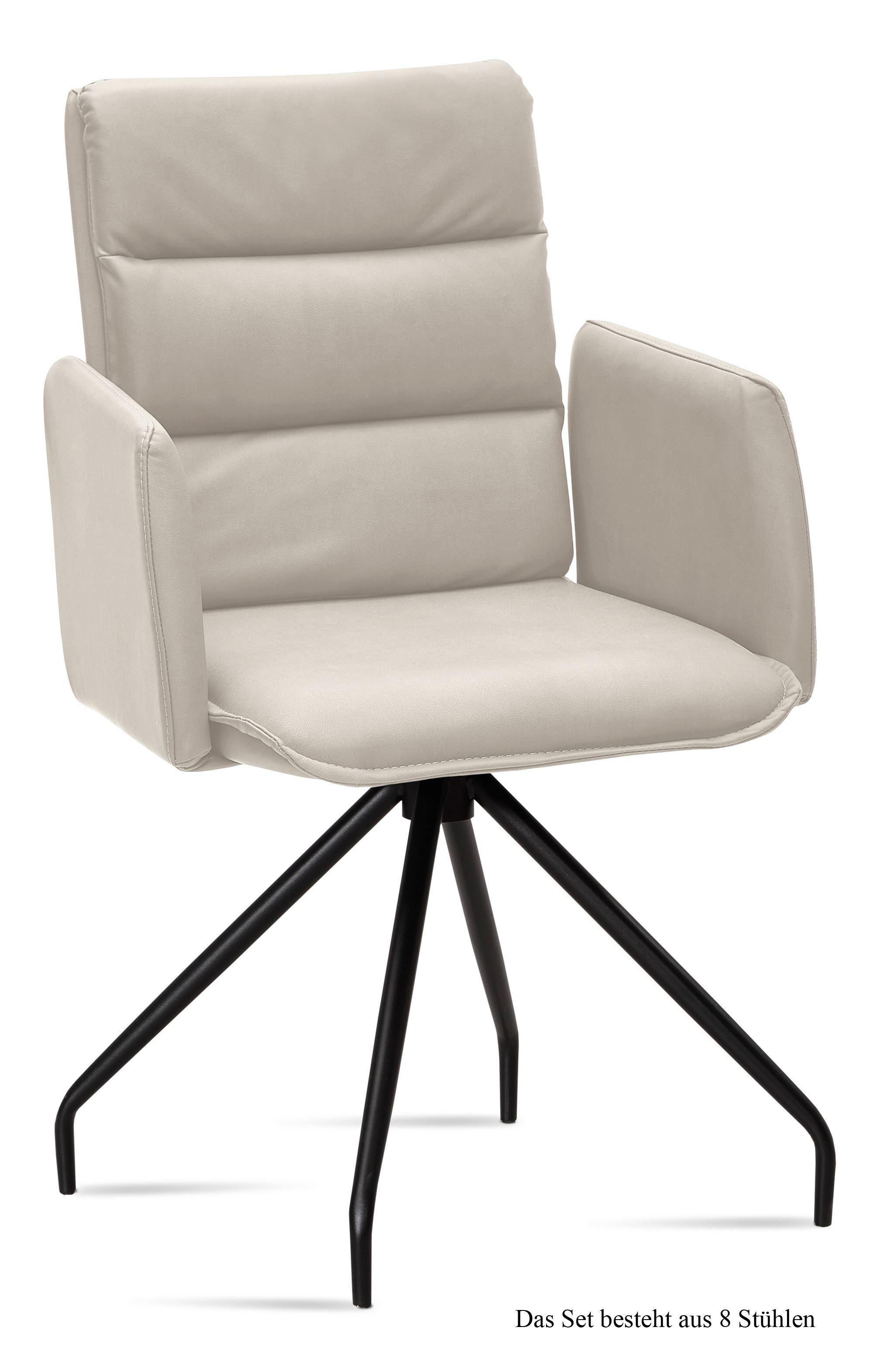 ARMLEHNSTUHL (8er-Set) Dianne 52x92x60 Schwarz/Natur - Schwarz/Naturfarben, Kunststoff (60/92/52cm) - 58aufmkessel