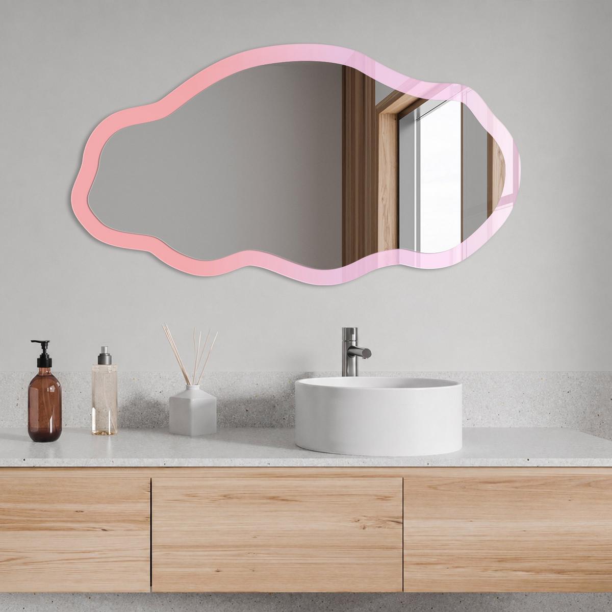 SPIEGEL 90x45 cm asymmetrisch mit Druck - Sanfter Gradient - Transparent, Glas (45/90/0.4cm) - TULUP