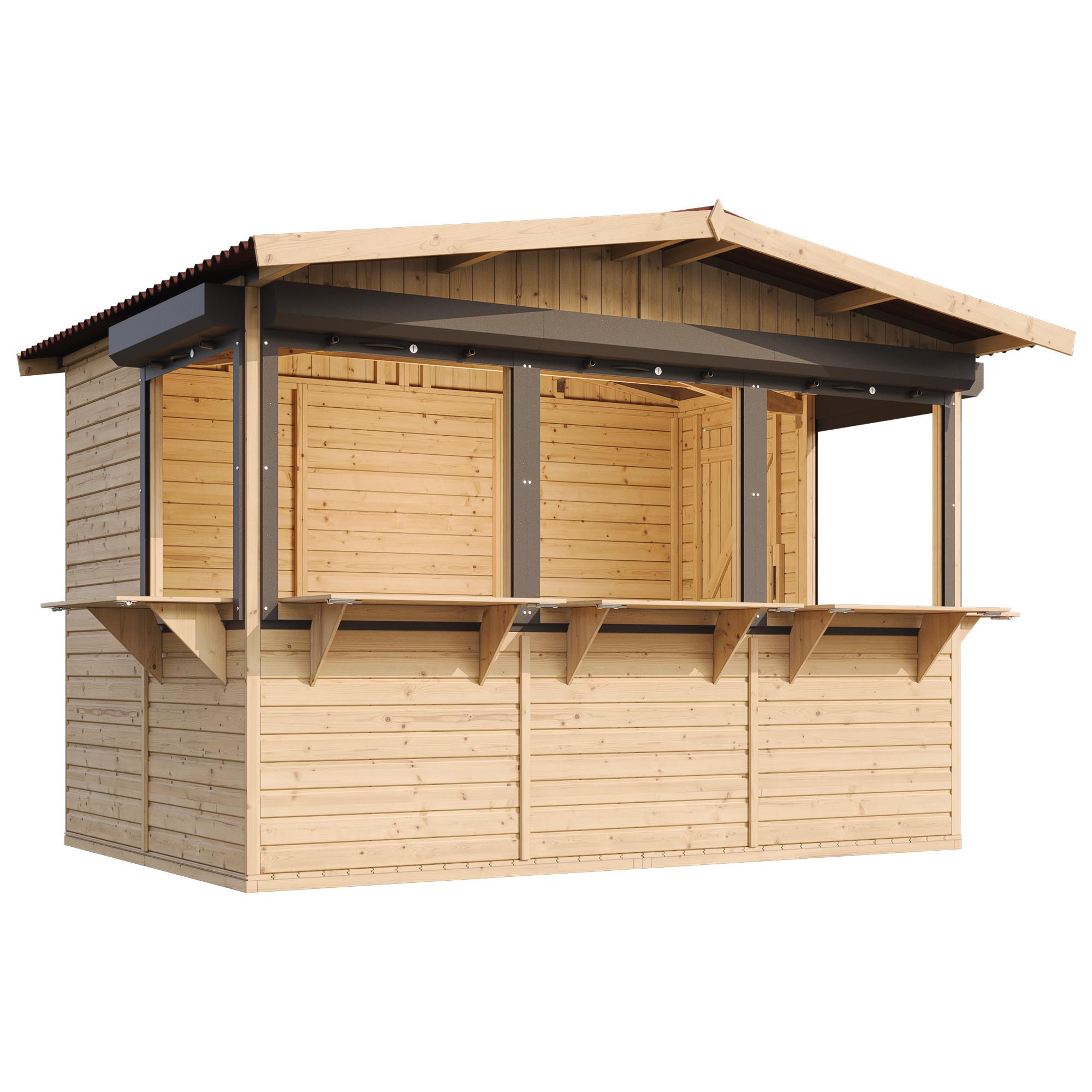 MARKTBUDE Holz M150BZ Gartenhaus, Marktbude Holz - 263 x 336 cm / 6 m² - Beige, Holz (336/232/263cm) - Timbela