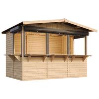 MARKTBUDE Holz M150BZ Gartenhaus, Marktbude Holz - 263 x 336 cm / 6 m² - Beige, Holz (336/232/263cm) - Timbela