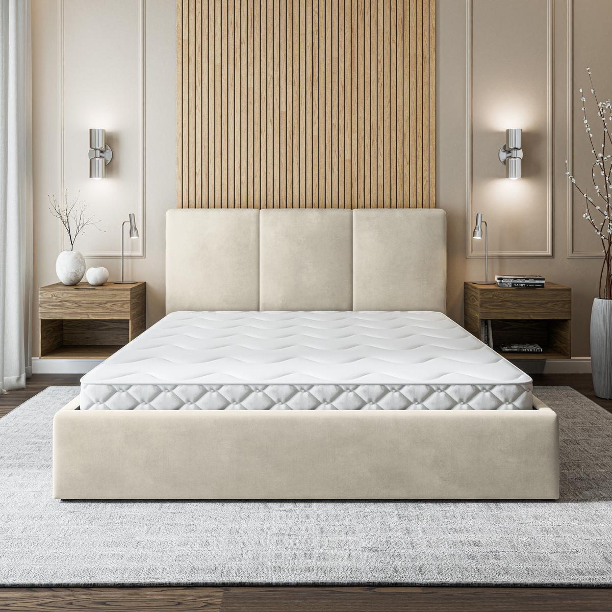 POLSTERBETT AZURI 140x200 cm mit Bettkästen - Beige - Beige, Holz (140/200cm) - MASSENO
