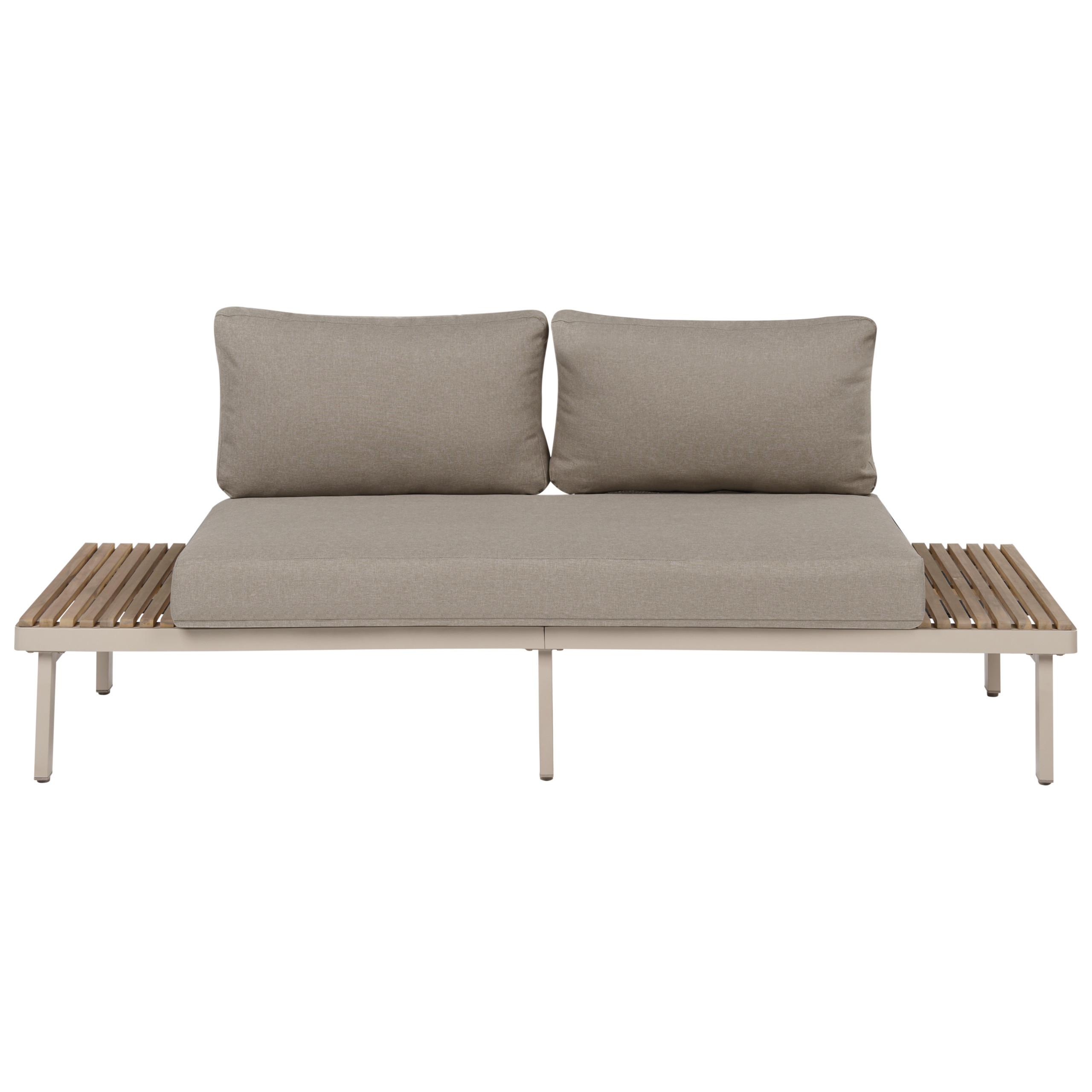 GARTENSOFA 2-Sitzer Akazienholz Beige Fivizzano - Hellbraun/Beige, Holz (195/78/73cm) - Beliani