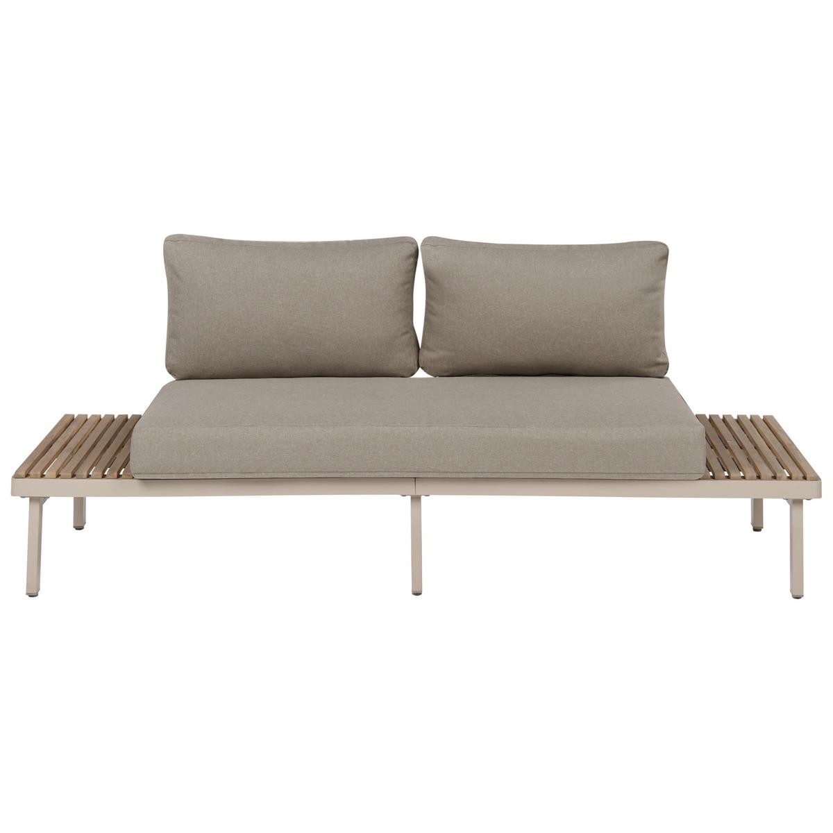 LOUNGE-SET mit Tisch 5-Sitzer Akazienholz Beige Fivizzano - Hellbraun/Beige, Holz - Beliani