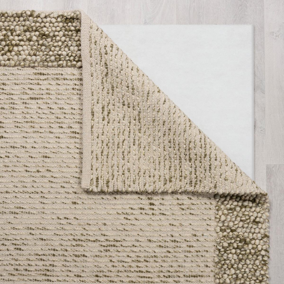 WOLLTEPPICH MOAT, mit Bordüre, Grün-Natur, 80 x 150 cm - Grün, Textil (80/150cm) - KADIMA DESIGN