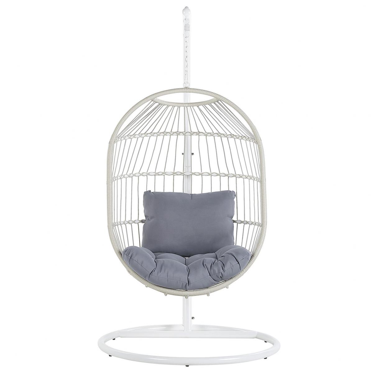 HÄNGESESSEL mit Gestell PE Rattan/Flechtseil weiß 102 cm Alba - Weiß, Kunststoff (102/200/102cm) - Beliani