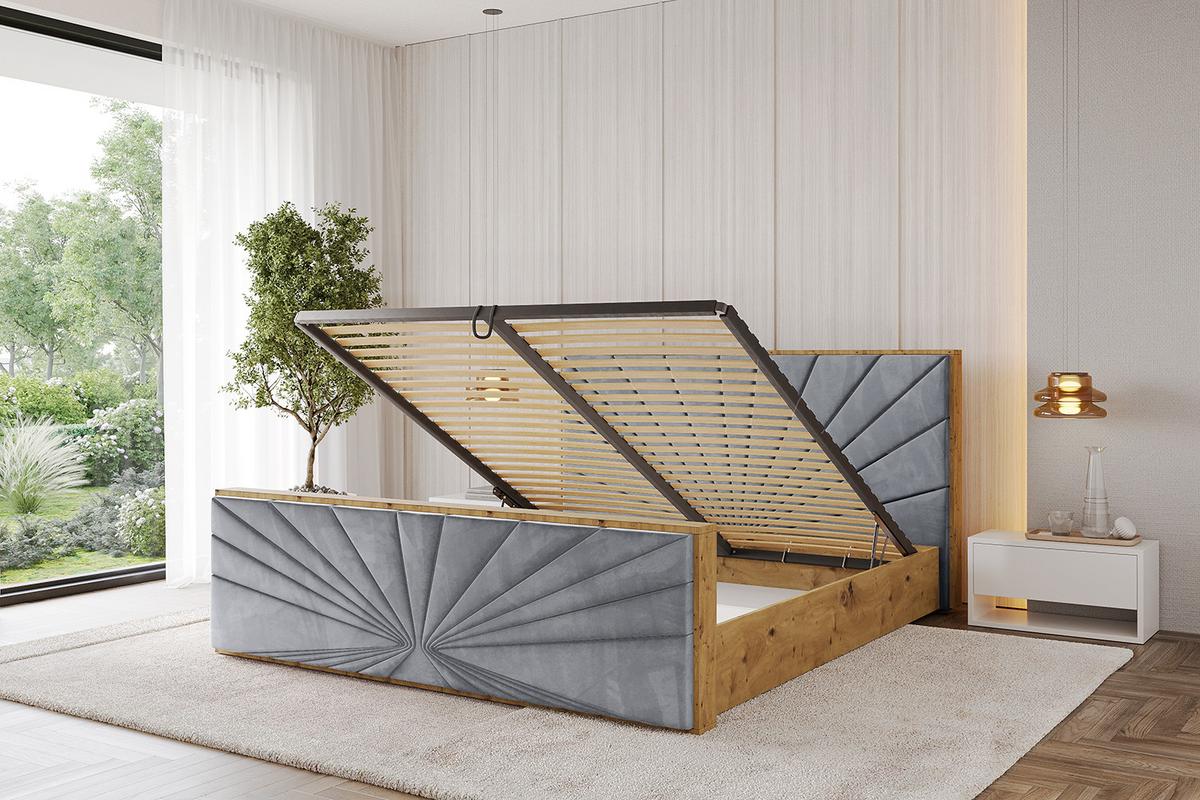 POLSTERBETT mit Bettkasten, Fußteil und Lattenrost, Boxbett mit Matratze H3/H4 - ENZO6-Z 120x200 Grau - Grau, Holzwerkstoff/Textil (120/200cm) - ALTDECOR