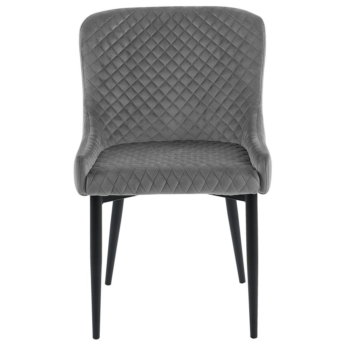 ESSZIMMERSTUHL 2er-Set Samtstoff Grau Solano - Grau, Textil/Metall (51/82/52cm) - Beliani