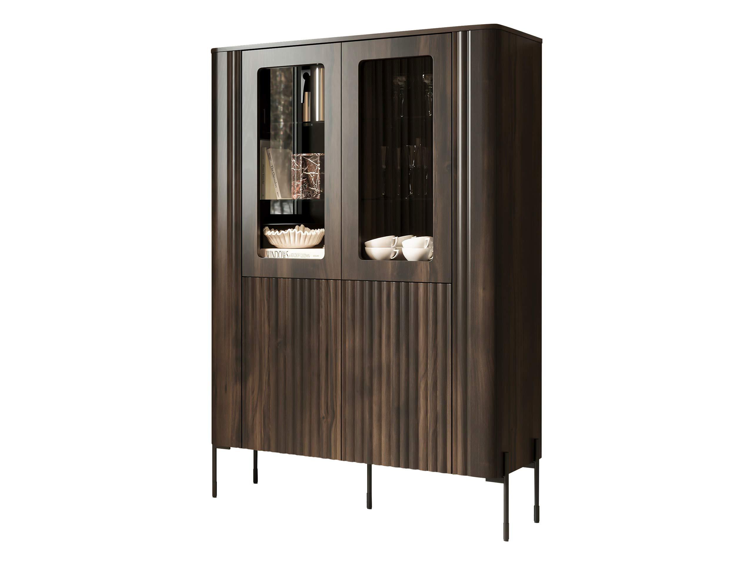 VITRINE Vera - Eichefarben/Schwarz, Holzwerkstoff/Metall (110/160/40cm) - MIRJAN24