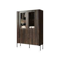 VITRINE Vera - Eichefarben/Schwarz, Holzwerkstoff/Metall (110/160/40cm) - MIRJAN24