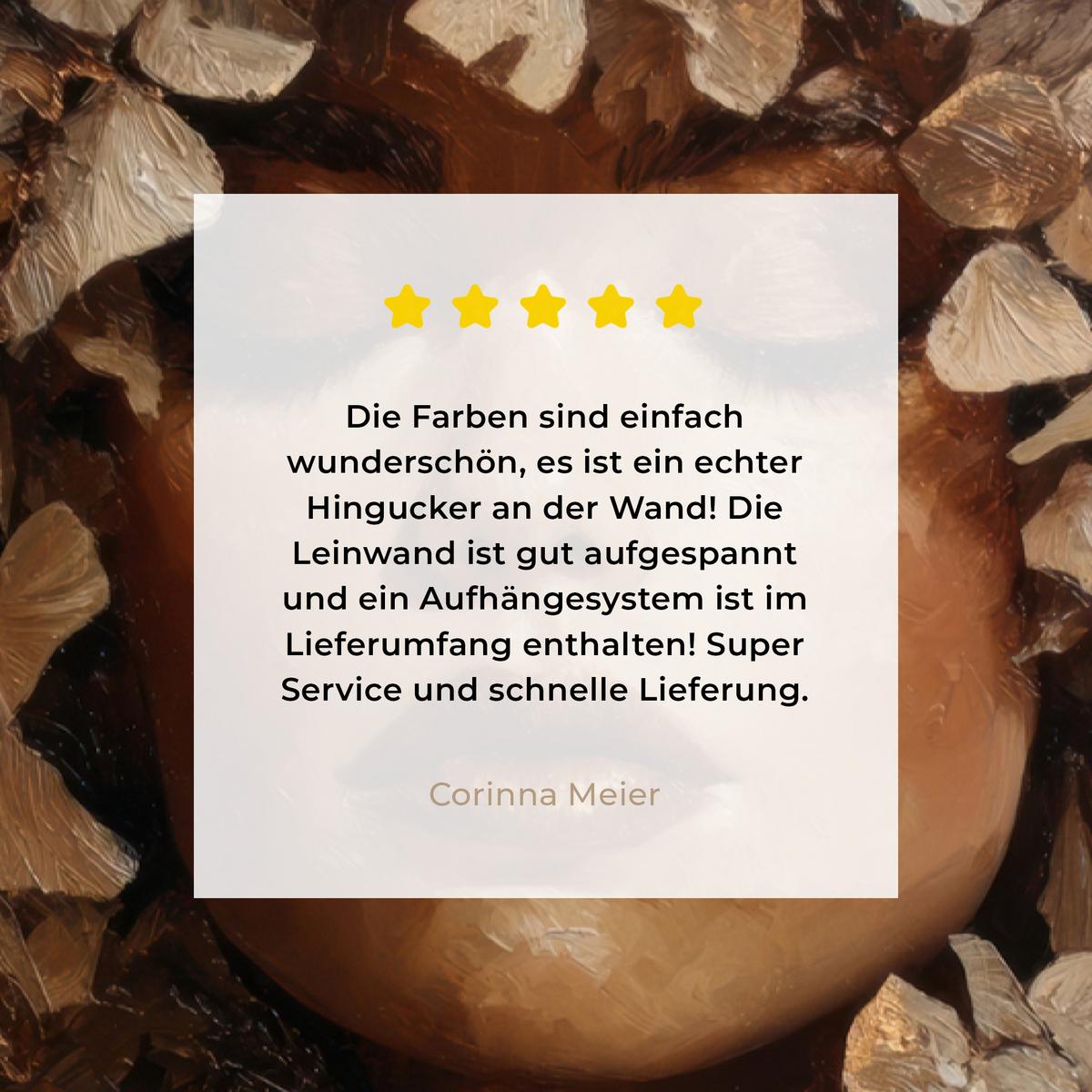LEINWANDBILD Gesicht - Dame - Blätter - Pinselstriche Deko Wohnzimmer 20x30 cm - Goldfarben, Textil (20/30cm) - MuchoWow
