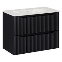 BADMÖBEL-SET Nova 2 Teile Schwarz Matt - 80 x 40 x 58 cm - Schwarz, Holz (80/58/40cm) - Badplaats