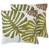 DEKOKISSEN 2er-Set Dunkelgrün 45/45 cm Zenobia - Dunkelgrün, Naturmaterialien/Textil (45/45cm) - Beliani