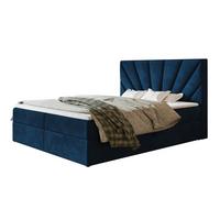 BOXBETT DENVER mit 2 Bettkästen, 140x200, Farbe: Dunkelblau, Velourstoff, Doppelbett mit Bonell-Matratze - Dunkelblau, Holz/Kunststoff (140/200cm) - Alpi-Möbel