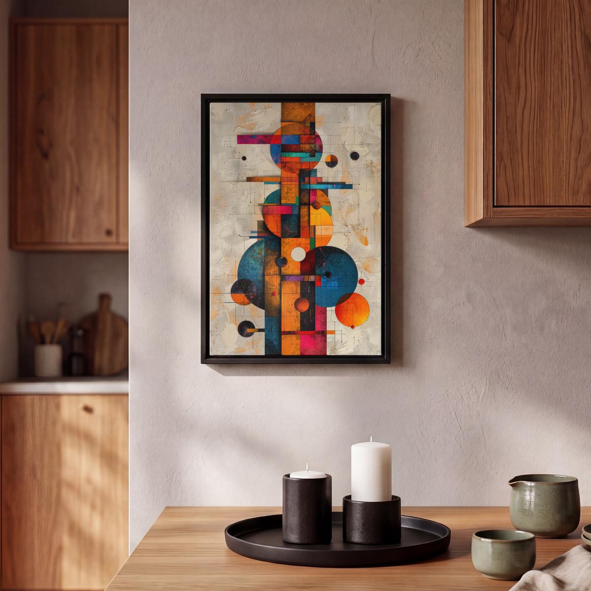 LEINWAND Bilder mit Rahmen - Vintage - Moderne Kunst - Orange - Geometrische Formen - 20x30 - Multicolor, Textil (20/30cm) - MuchoWow