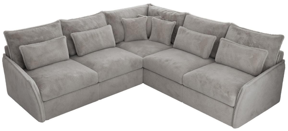 ECKSOFA VERSO L Hellgrau Plüsch - Hellgrau/Schwarz, Kunststoff/Textil (270/270cm) - MKS