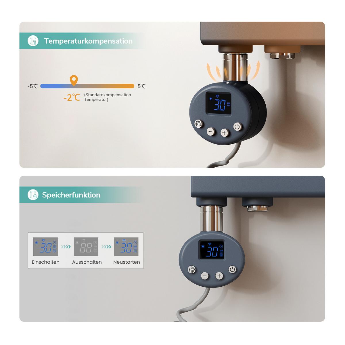 HEIZKÖRPER Elektrisch WLAN Thermostat Anthrazit 75/40 cm - Anthrazit, Metall (40/76.2/5.9cm) - EMKE